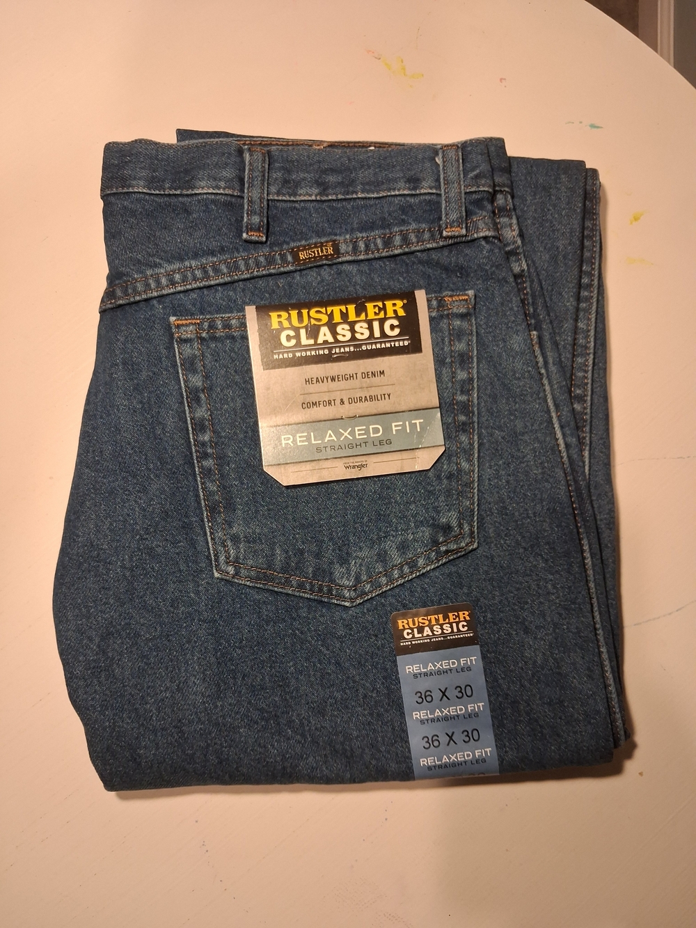 Rustlee Classic 36x30 Relaxed Fit Men's Jeans - Blue